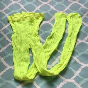Neon Yellow Fishnet Tights